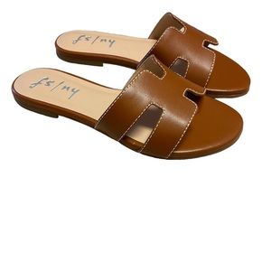 French Sole Alibi Cognac Leather Sandals